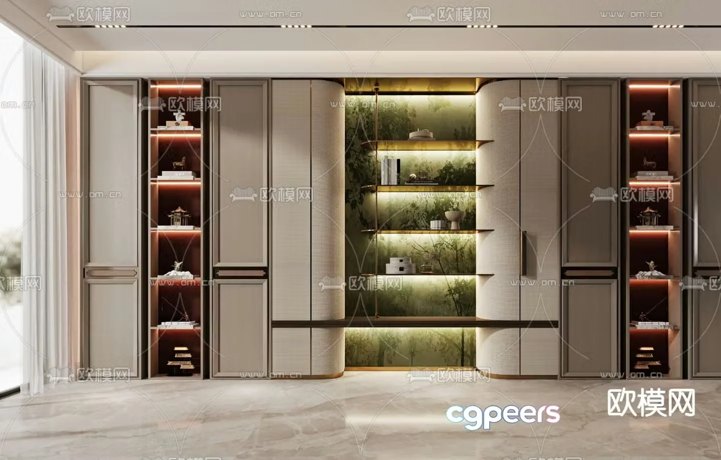 New Chinese style decorative cabinet 3D model