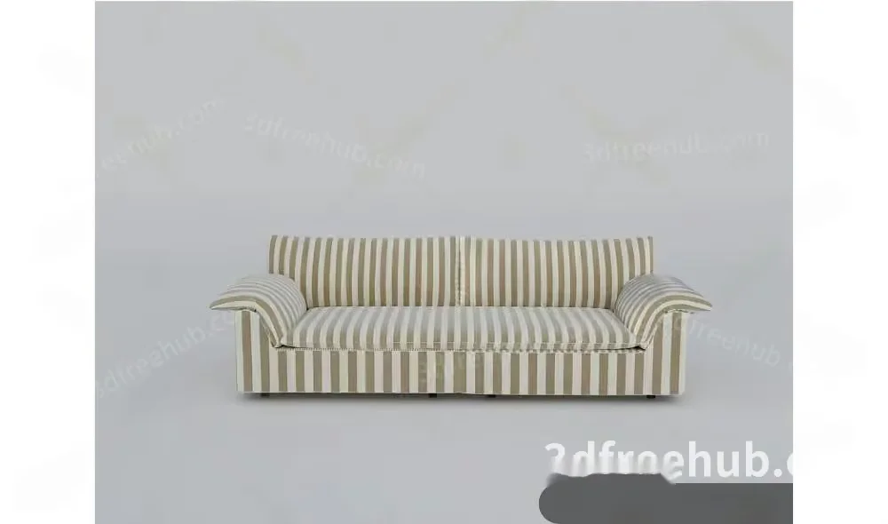 Beige And White Striped Couch 3D Model – 19426 – VRAY Render