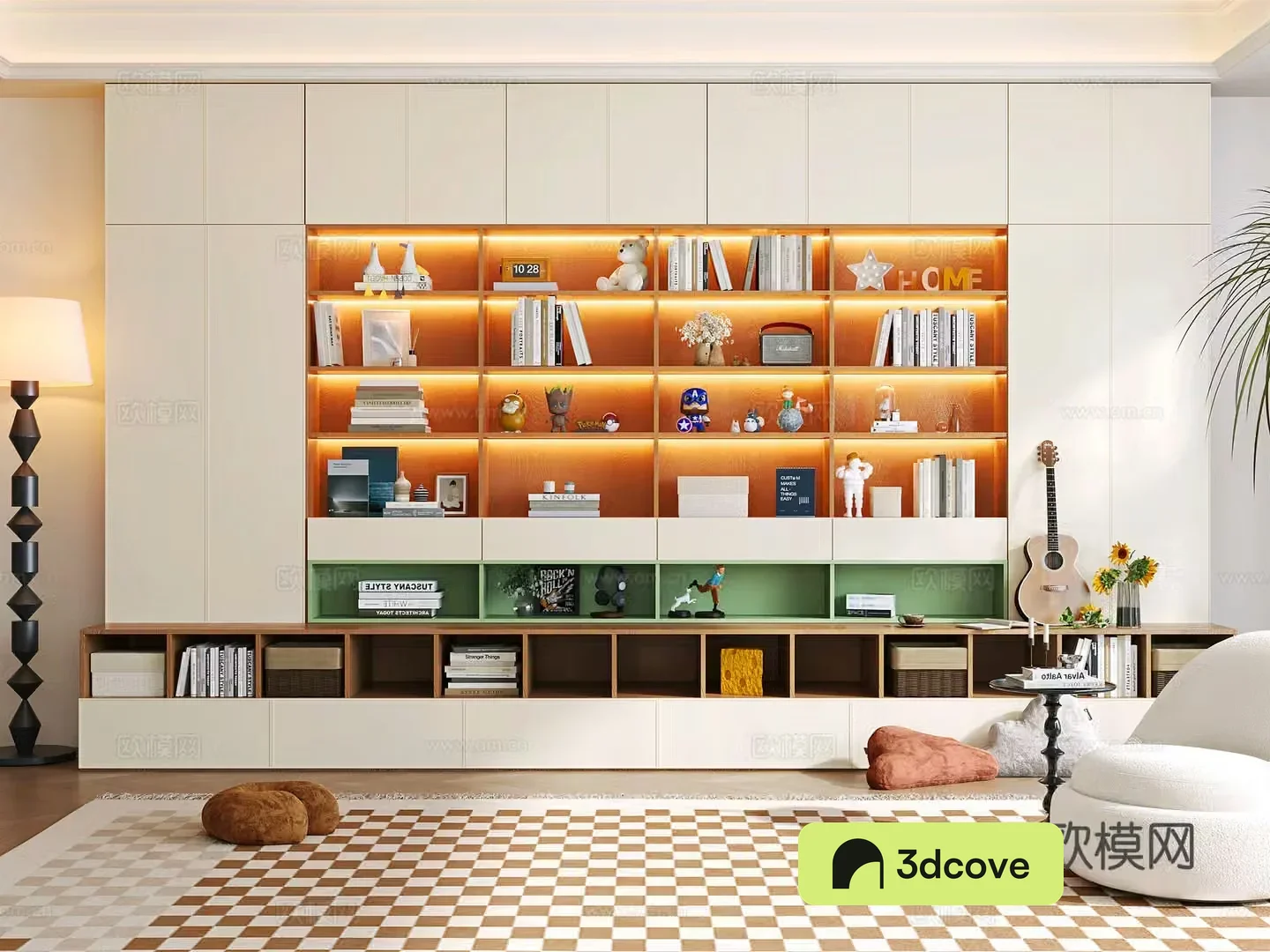Modern bookcase display cabinet