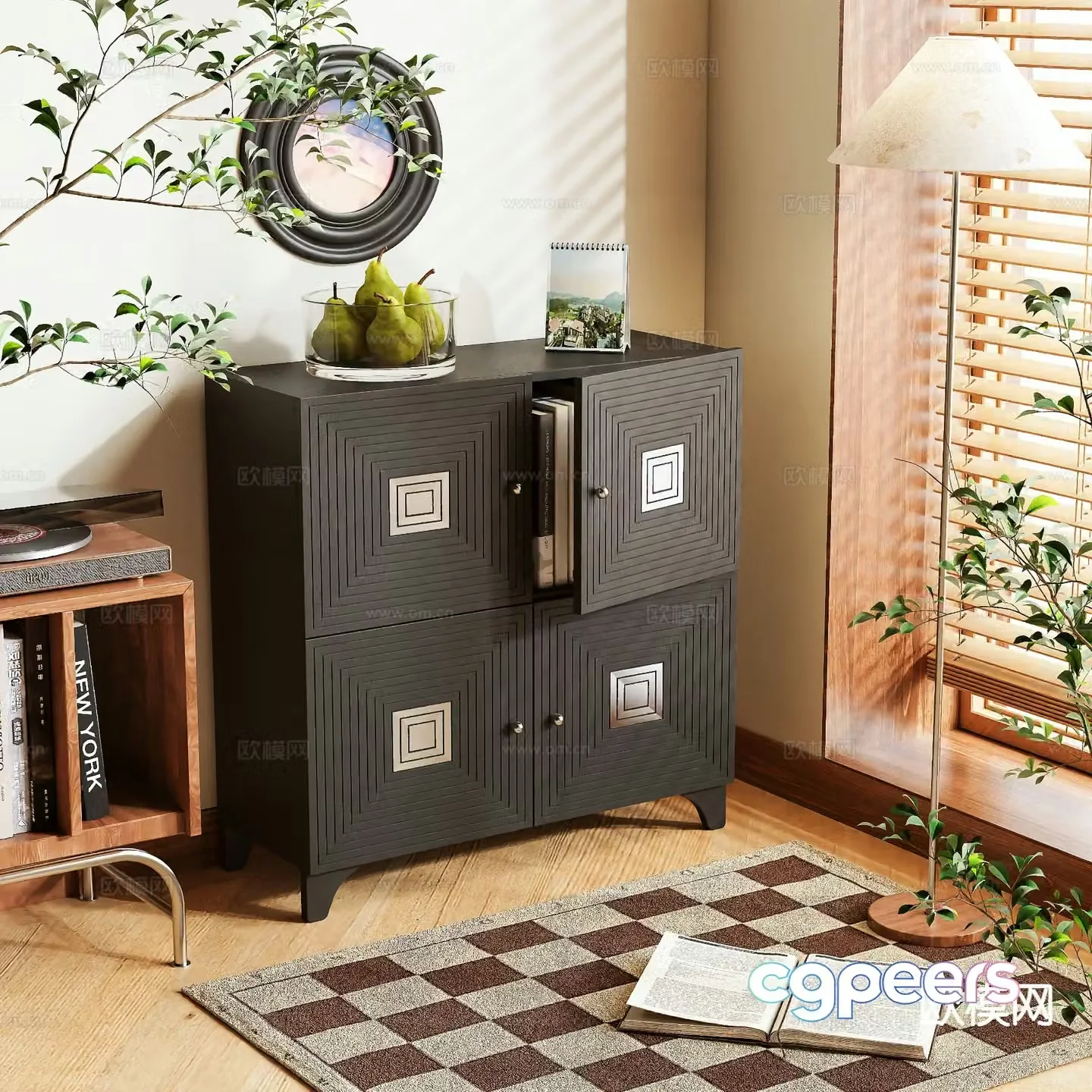 Medieval style side cabinet and entrance cabinet 3D model