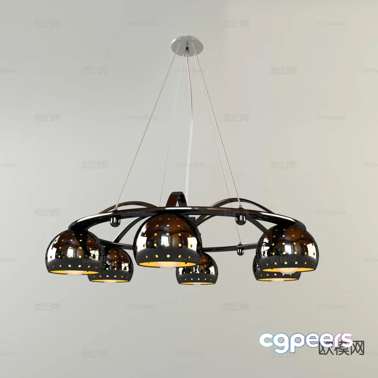 Modern multi-head chandelier indoor chandelier 3d model