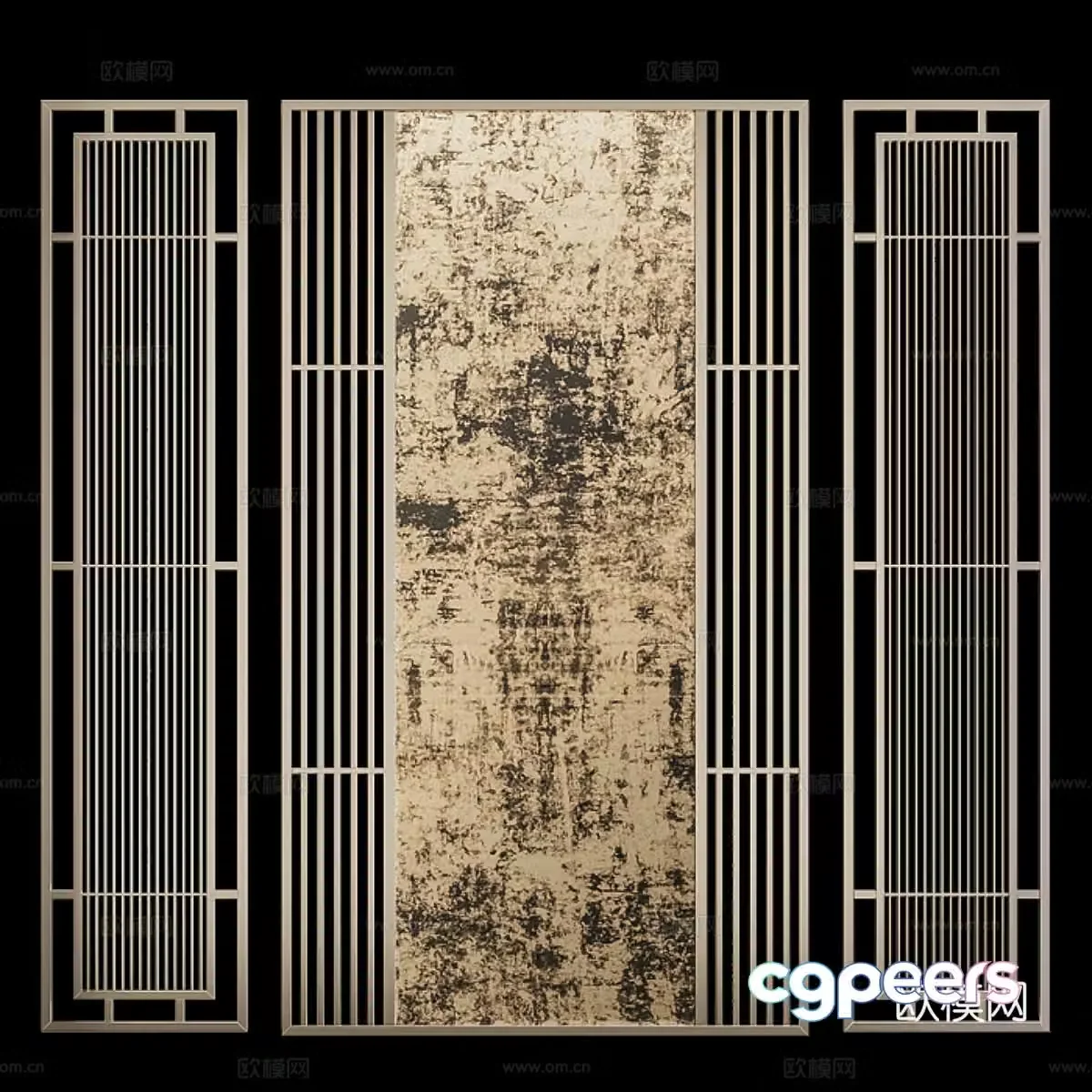 New Chinese light luxury metal screen partition 3D model