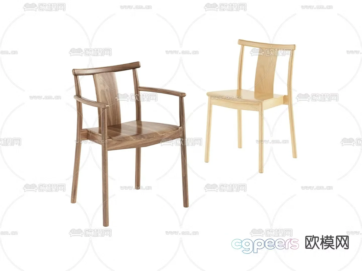 Solid wood chair casual chair 3d model
