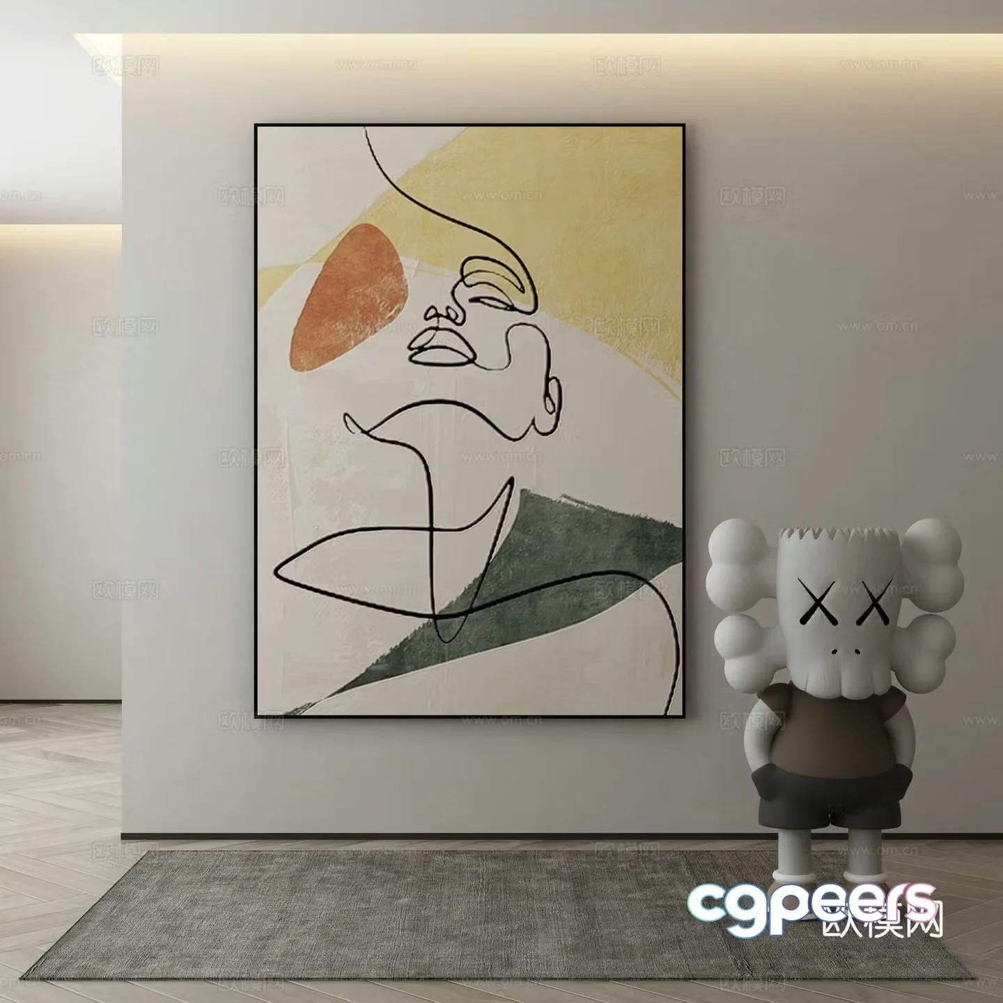 Modern abstract painting decorative painting 3d model