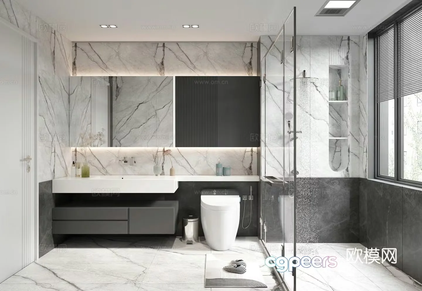 Modern minimalist bathroom 3d model