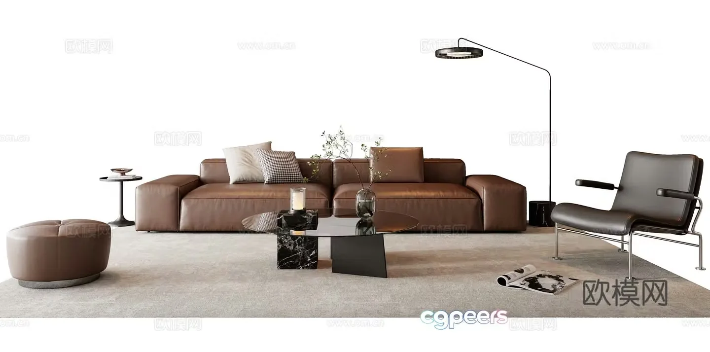 Italian sofa coffee table combination 3D model