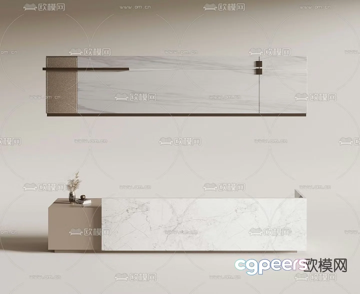 Front desk reception desk service desk information desk 3d model