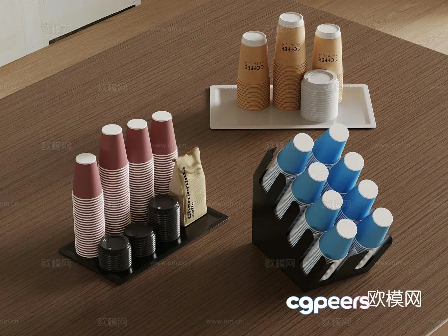 Modern paper cup Modern disposable paper cup Paper cup holder 3d model