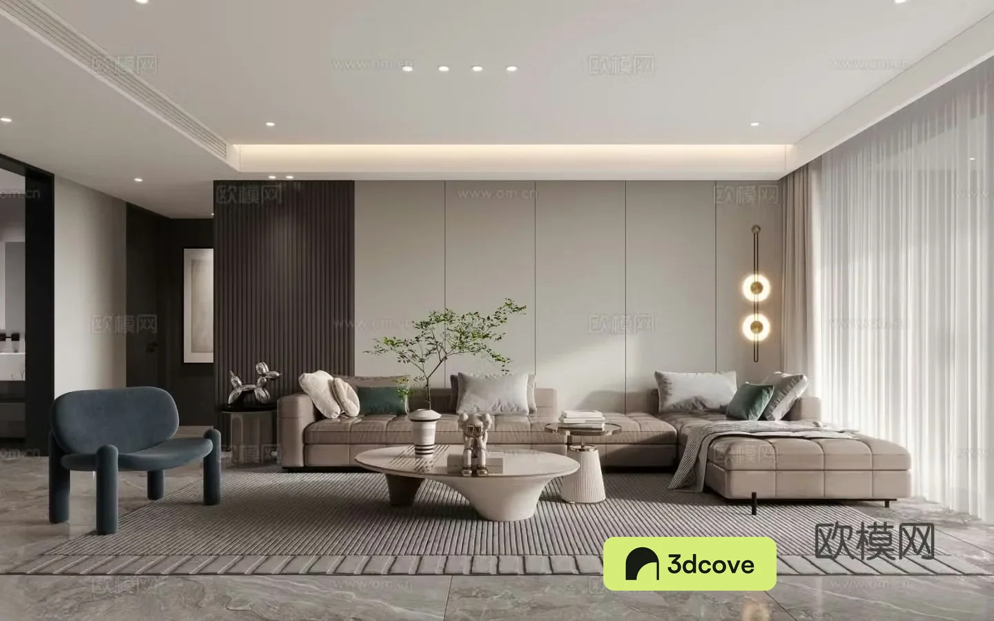 Modern living and dining room