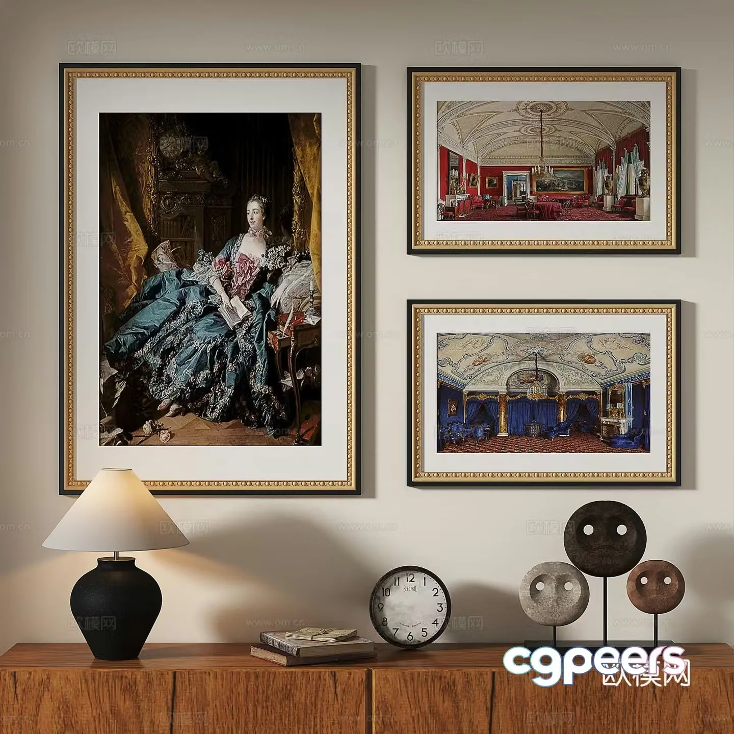French retro European classical medieval decorative painting 3d model