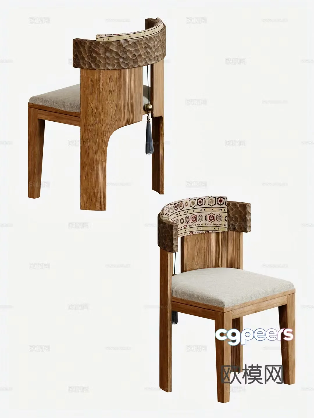 Medium style single chair dining chair 3d model