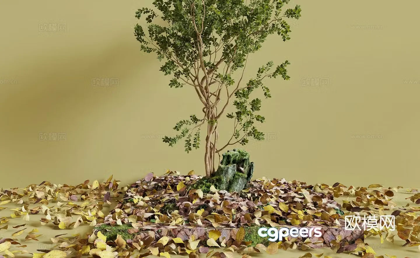 3D model of fallen leaves landscape
