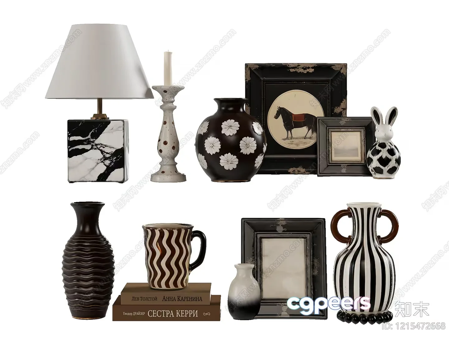 Black And White Home Decor 3D Model – 12822 – VRAY Render