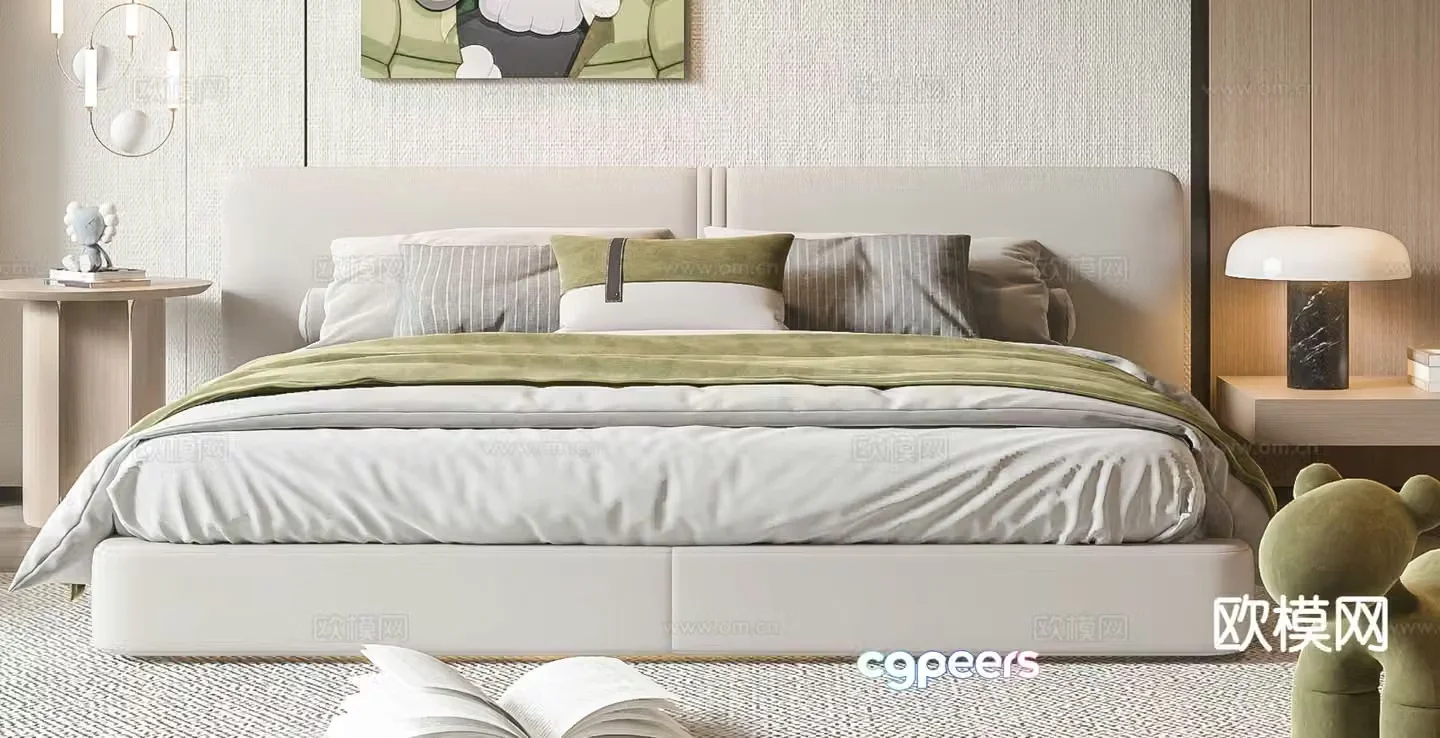 Modern double bed 3d model