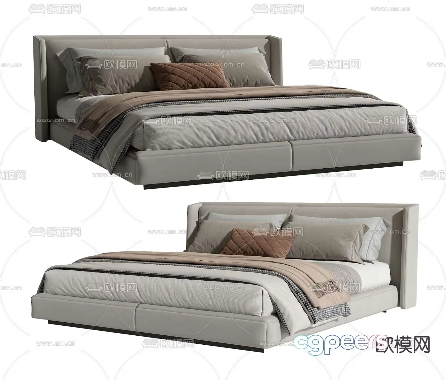 Modern double bed 3d model