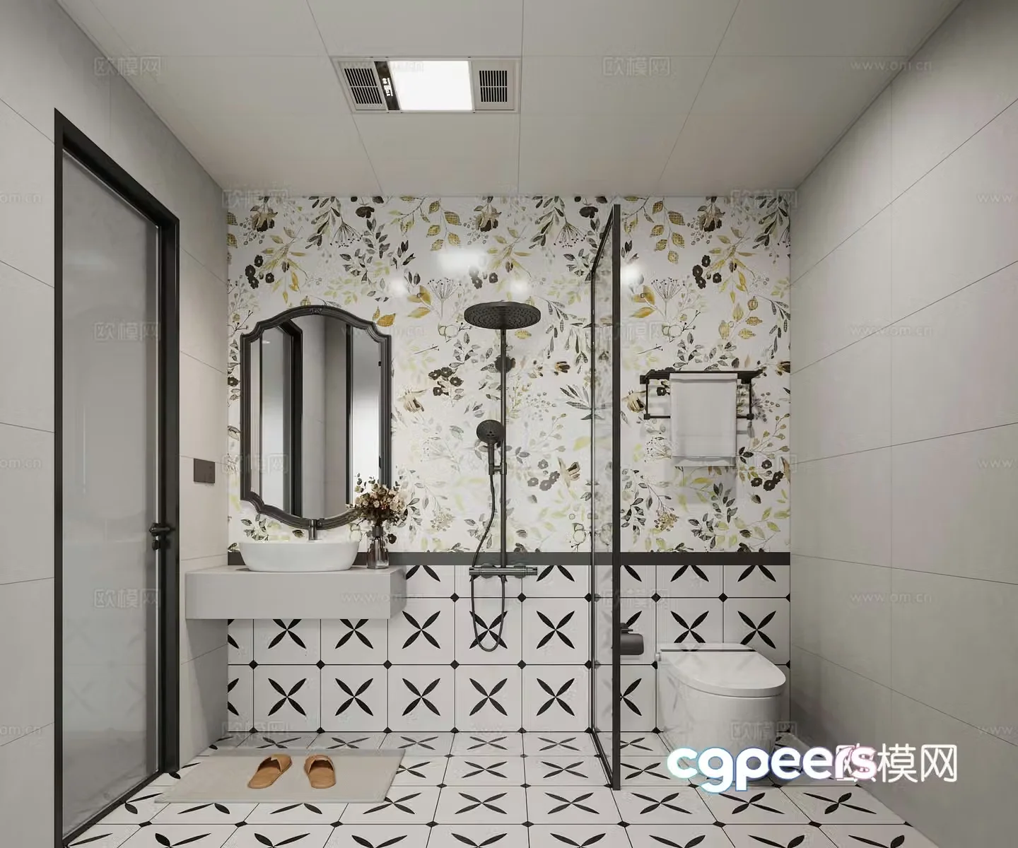 French Cream Bathroom 3d Model