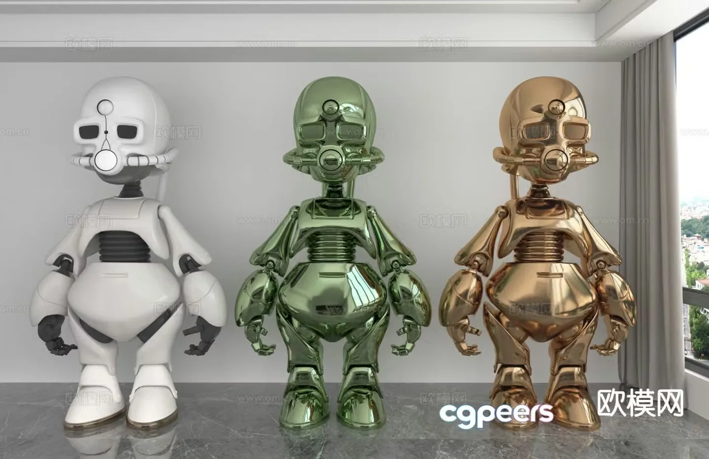 Modern color laser doll trendy toy ornament 3D model