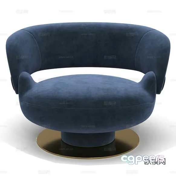 A Blue Chair With A Gold Base 3D Model – 13848 – CORONA Render