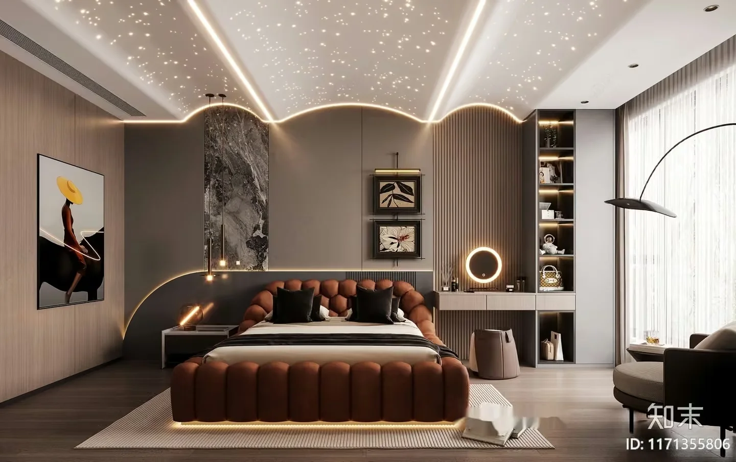 Modern Luxury Bedroom 3D Model – 9938 – CORONA Render
