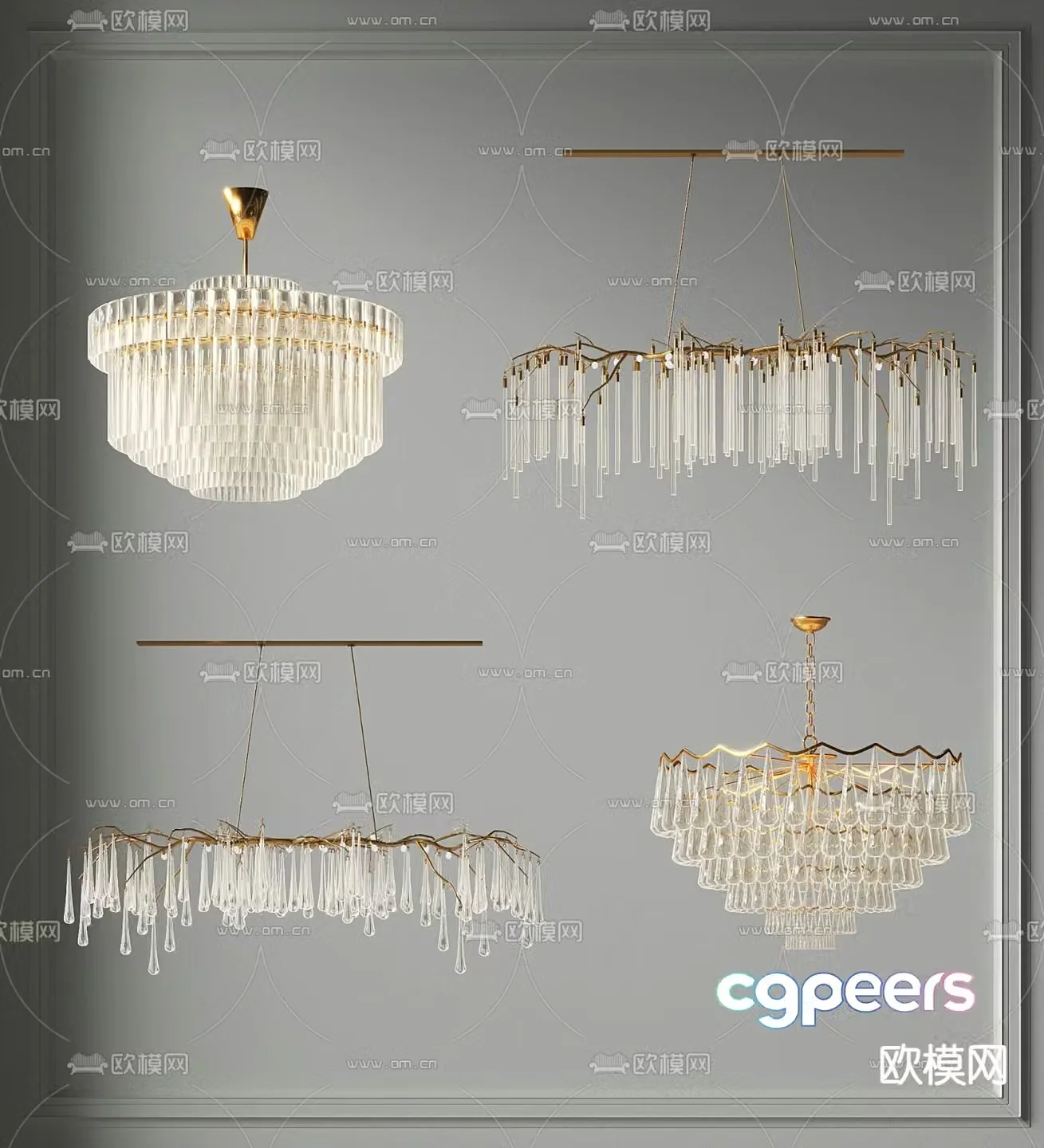 Light luxury chandelier ring chandelier 3d model