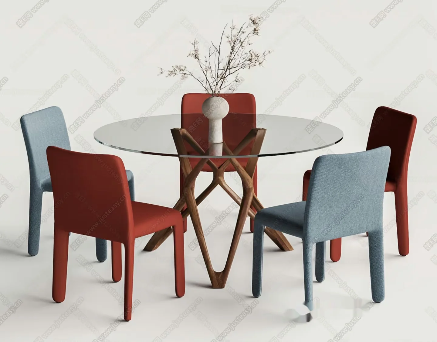 A Modern Dining Table With Four Chairs 3D Model – 7714 – VRAY Render