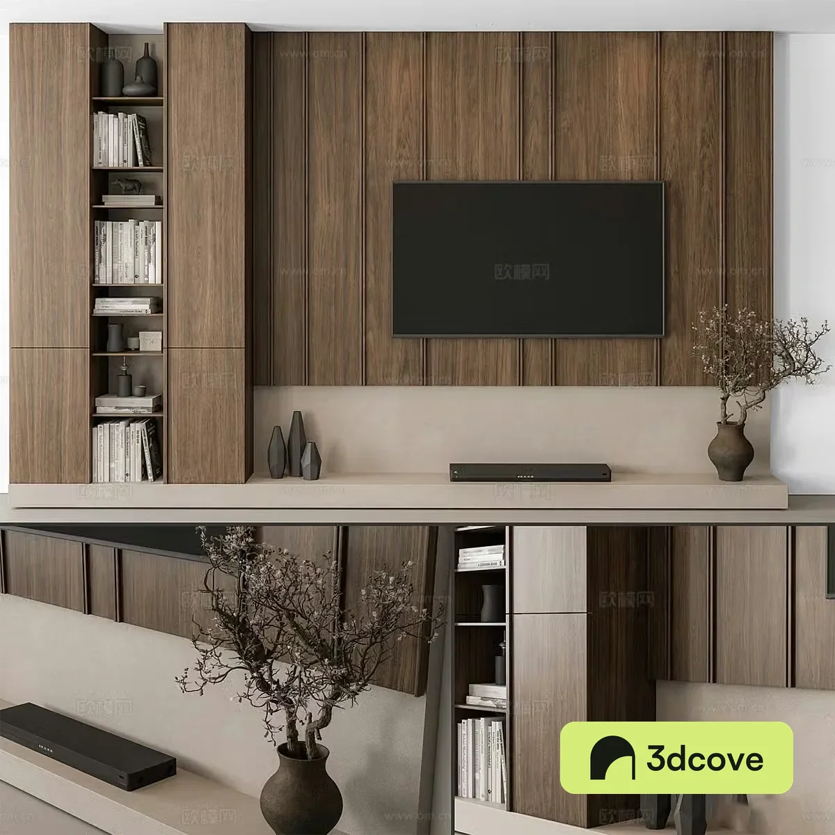New Chinese style Wasabi TV background wall 3D model