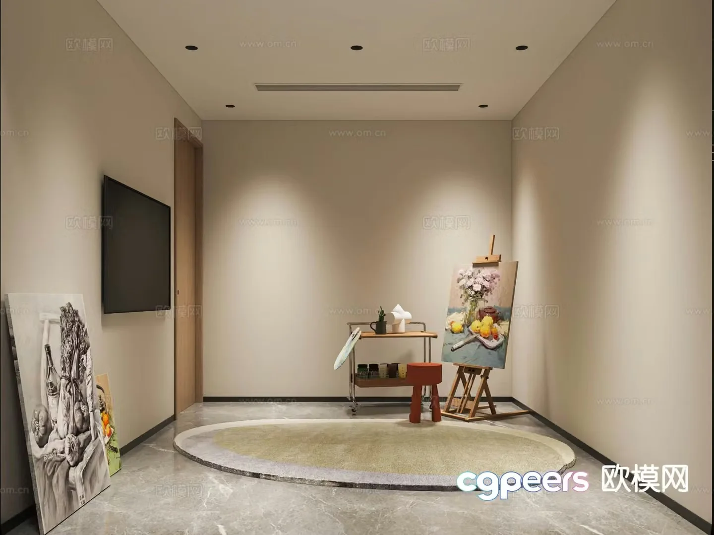 Modern studio art room 3d model