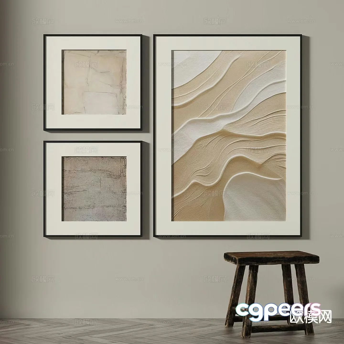 Wabi-sabi texture painting decorative painting 3d model
