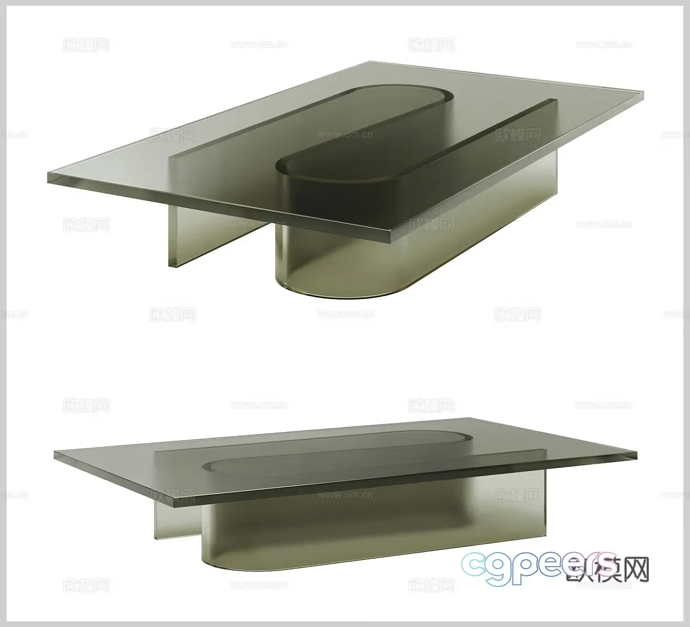 Simple coffee table acrylic coffee table retro coffee table acrylic table glass coffee table olive green 3D model