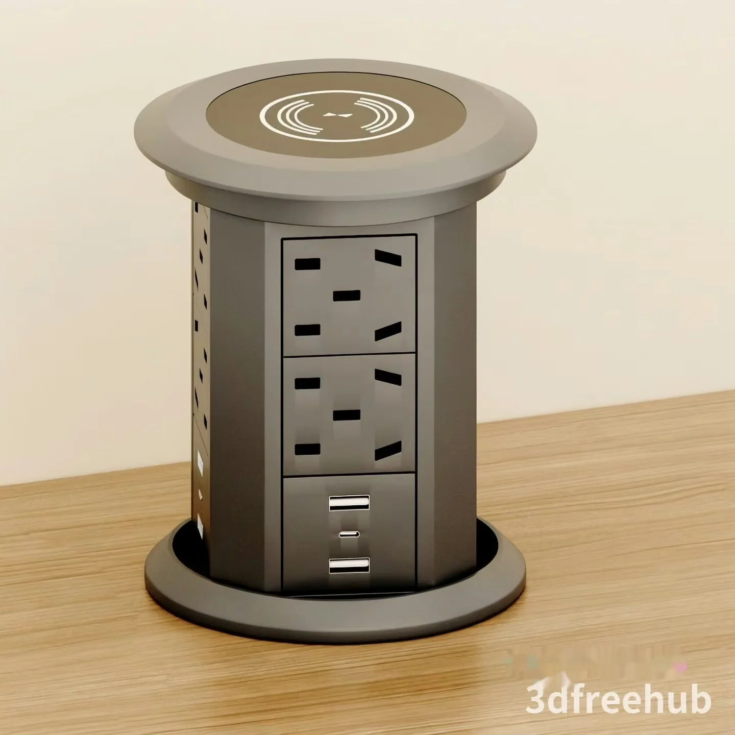 A Gray Charging Station With A White Logo On Top 3D Model – 23533 – VRAY Render