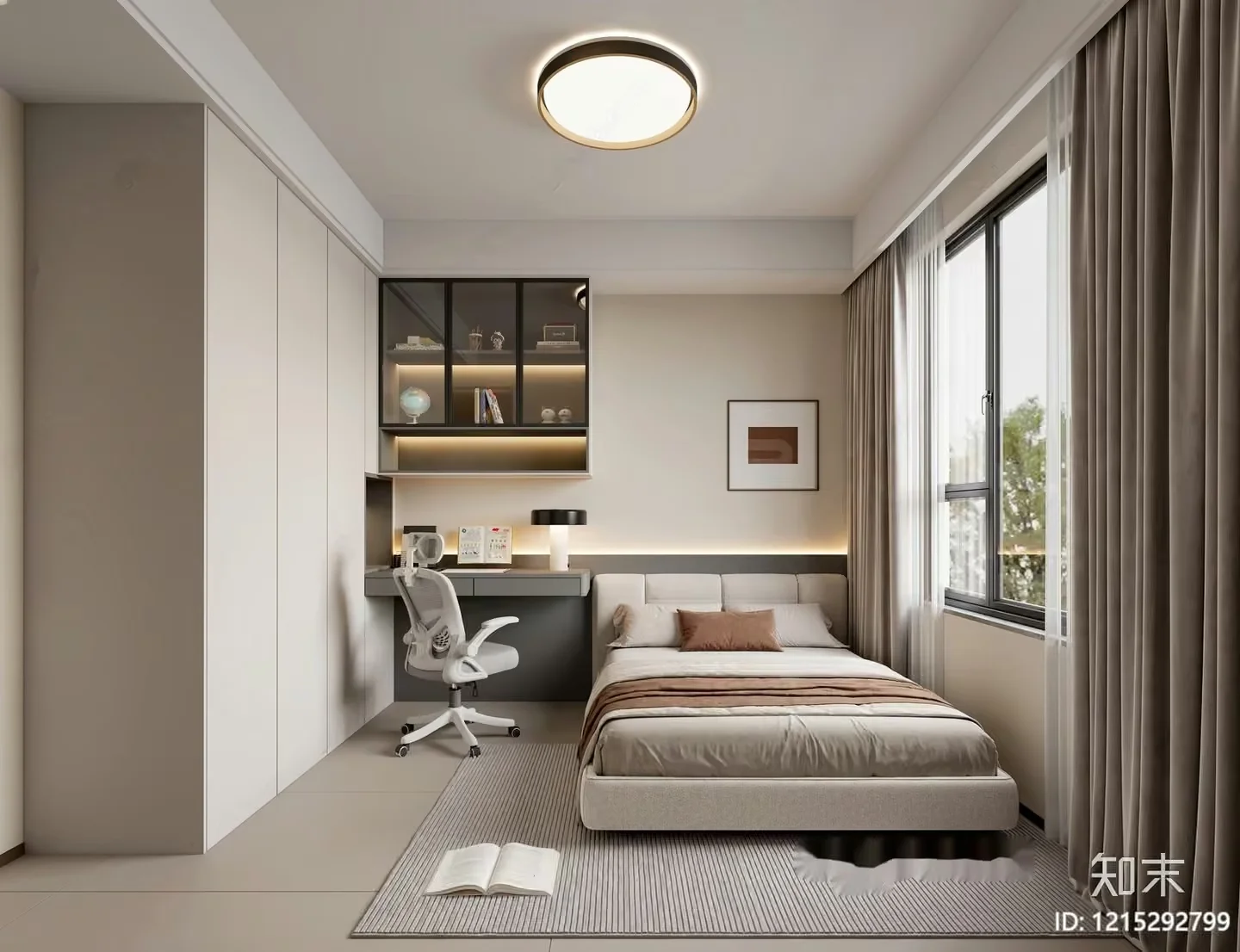 Cozy Modern Bedroom 3D Model – 9566 – VRAY Render