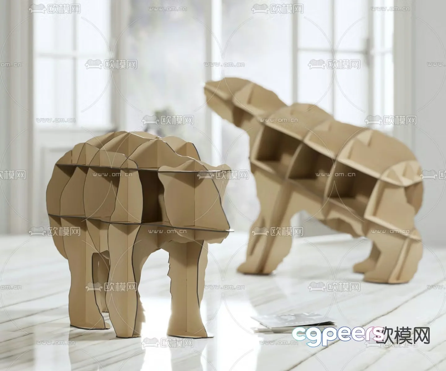 Cartoon bookcase polar bear bookshelf 3d model