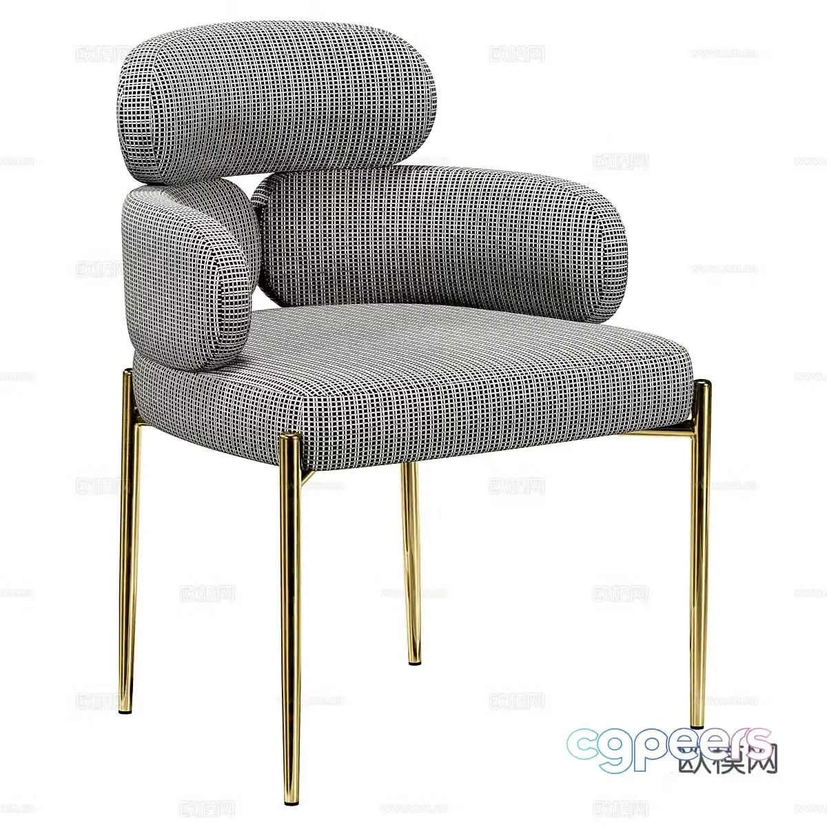 Modern Italian light luxury fabric dining chair 3D model