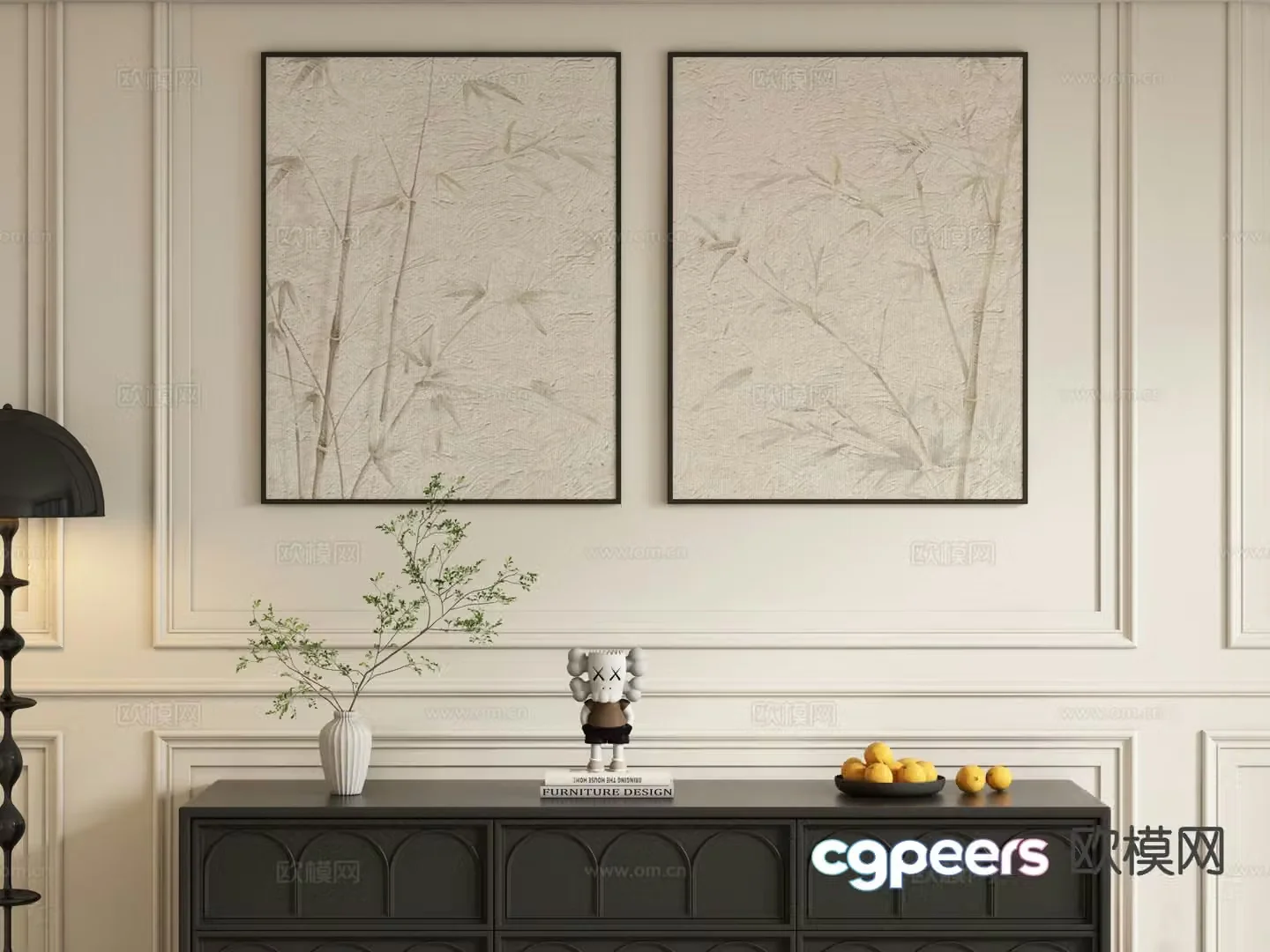 Modern decorative painting hanging painting 3d model