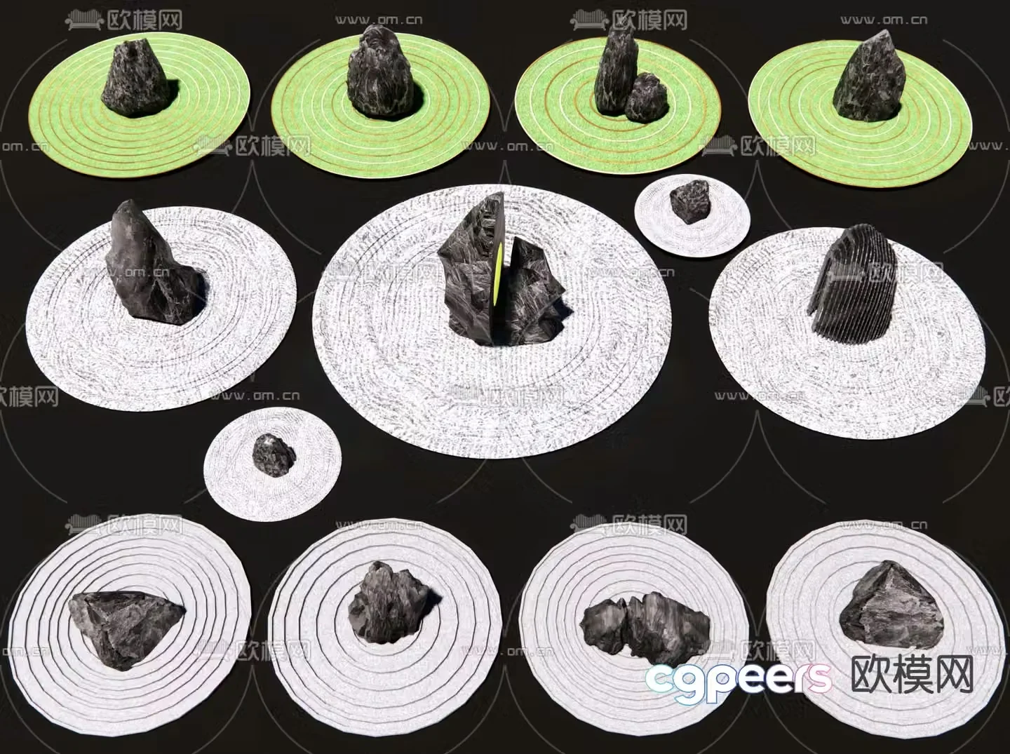 Japanese Zen stone landscape stone 3D model