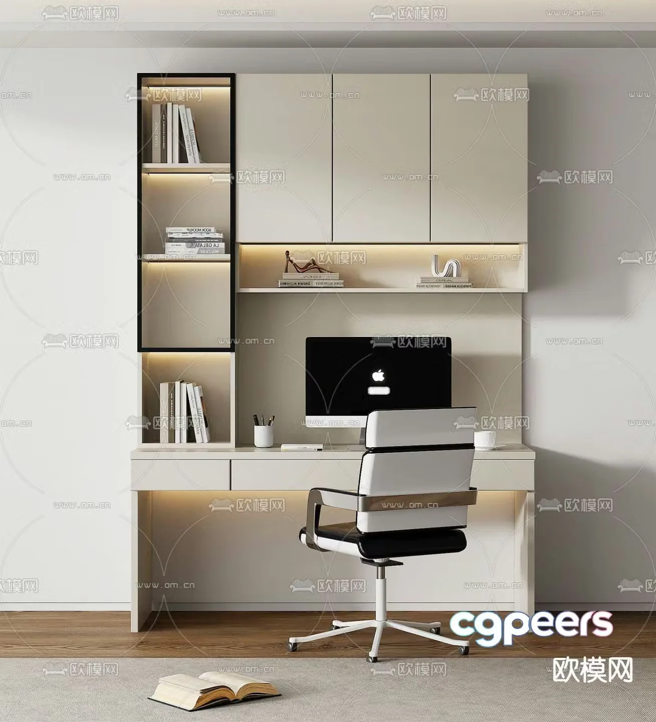 Modern desk computer desk study table 3d model