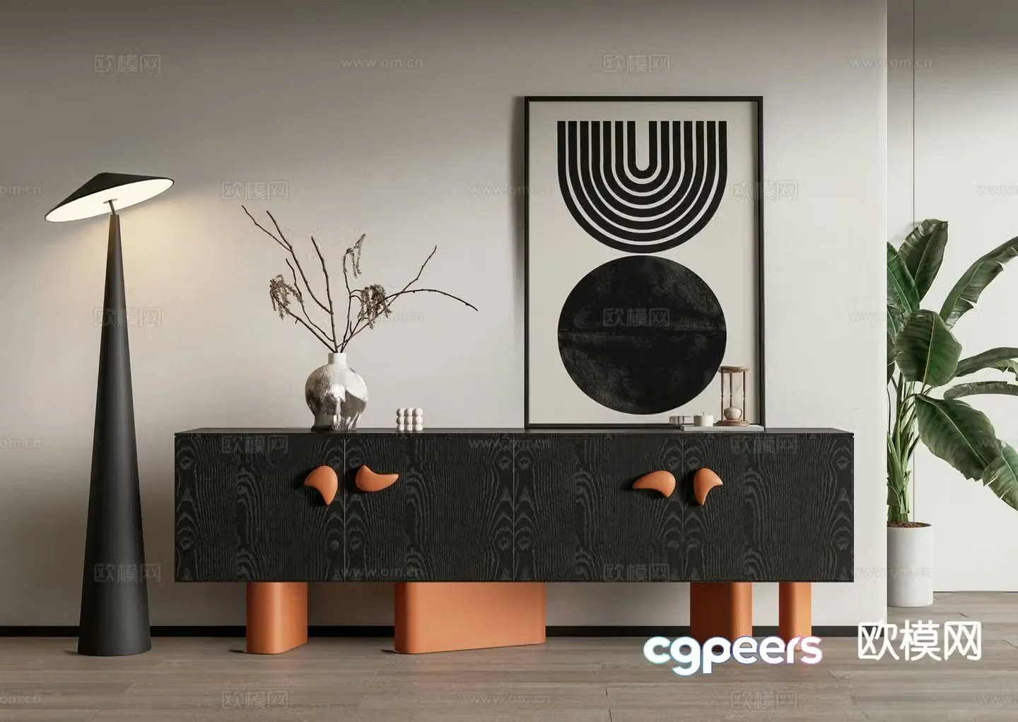 Modern entryway cabinet low cabinet 3d model