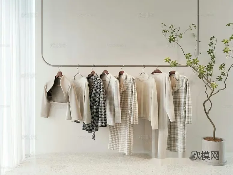 White Clothing Rack 3D Model – 13182 – CORONA Render