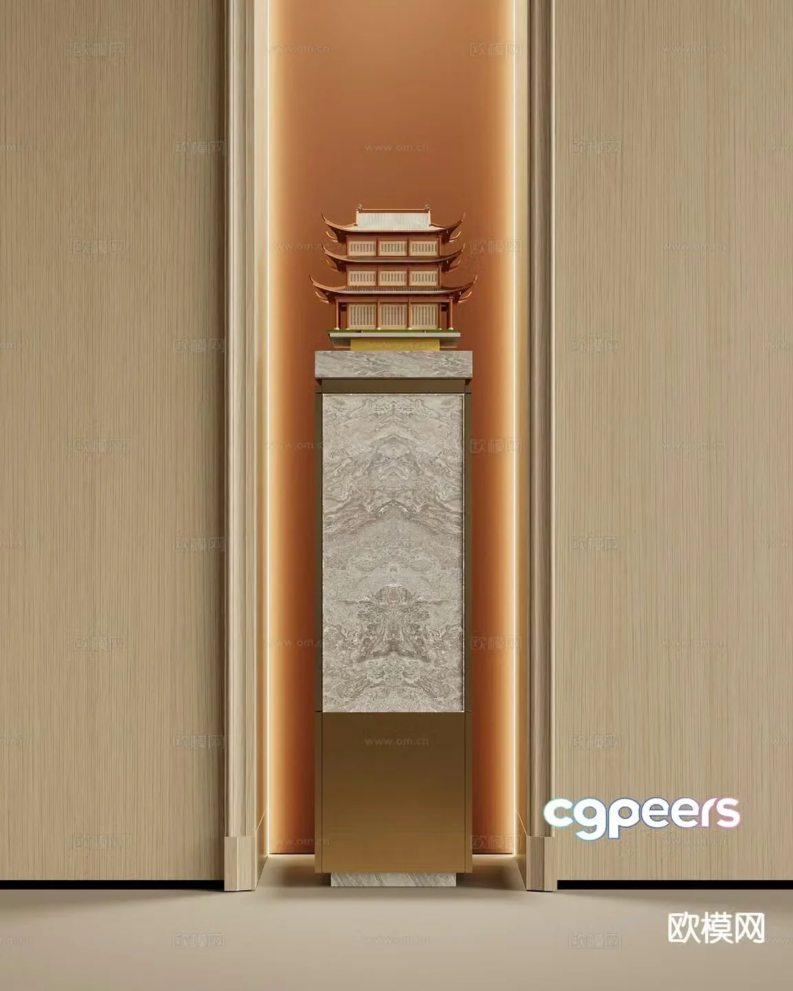New Chinese style ancient architectural sculptures stone ornaments 3D model