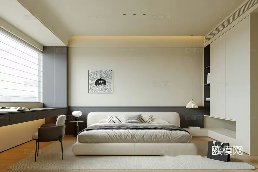 Cozy Modern Bedroom 3D Model – 3644 – CORONA Render