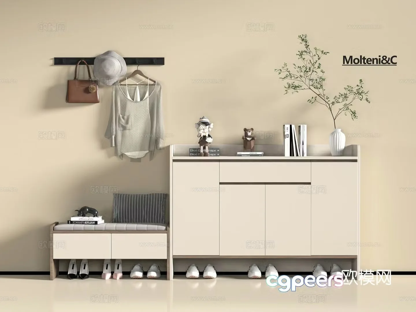 Modern shoe cabinet 3d model