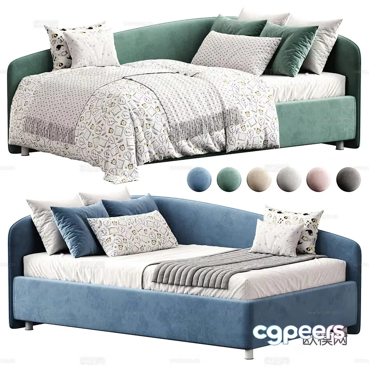 Modern fabric children’s bed 3D model