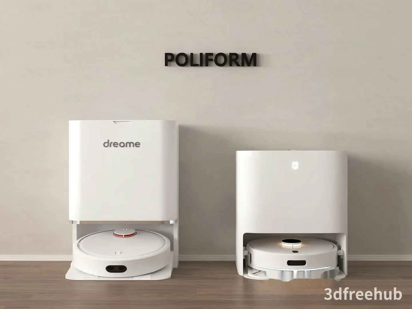 Modern White Robot Vacuum Cleaners 3D Model – 20508 – VRAY Render