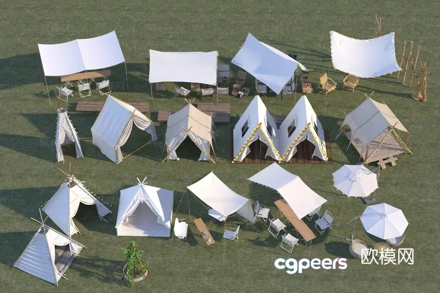 Modern camping tent 3d model