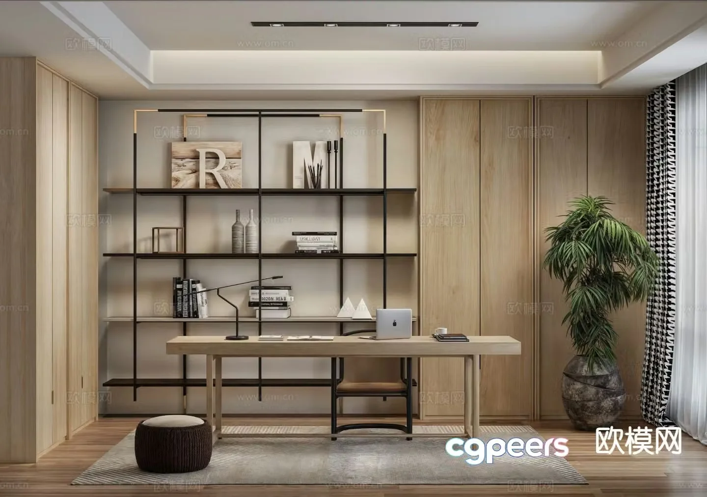 Modern study room 3d model