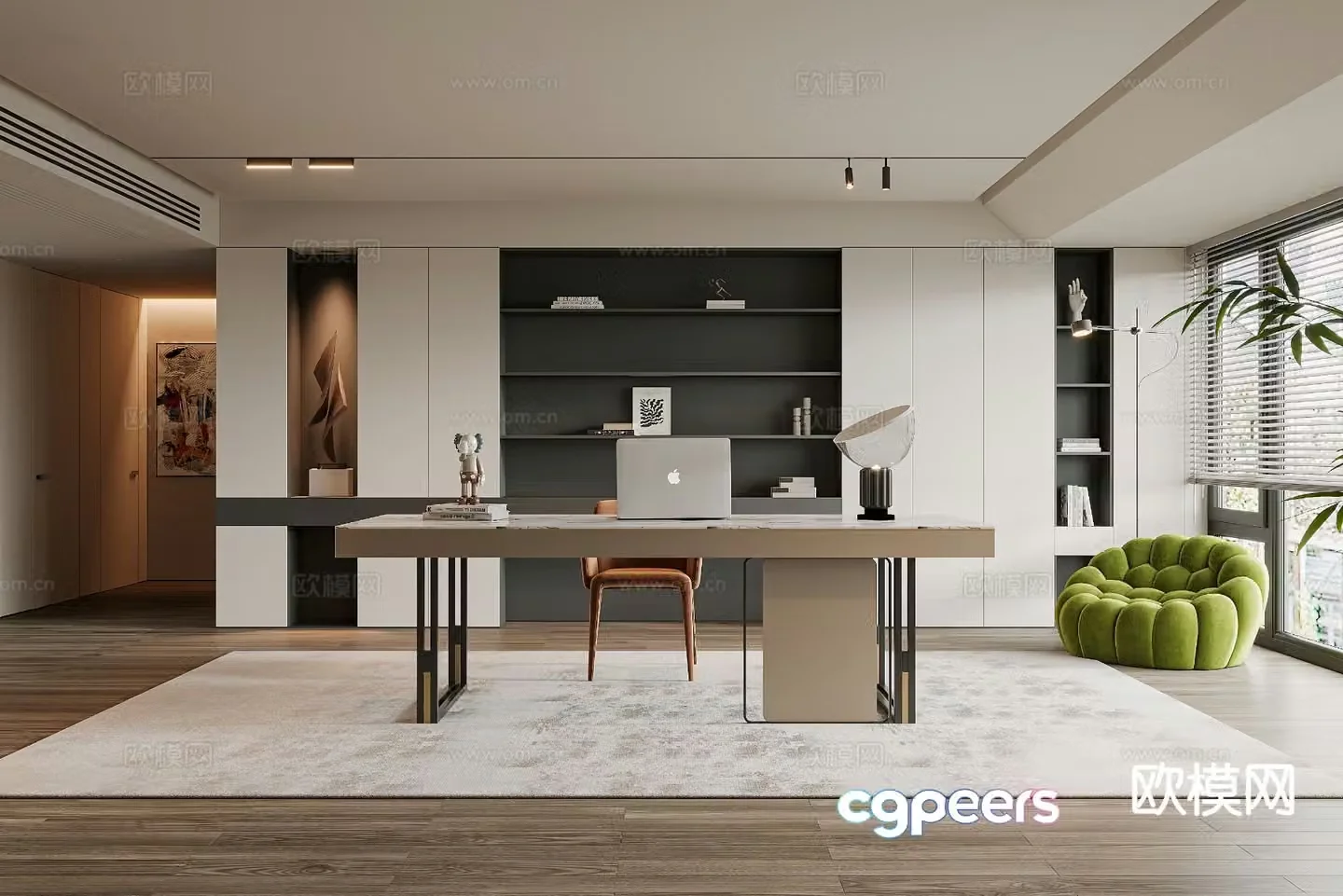 Modern study room 3d model