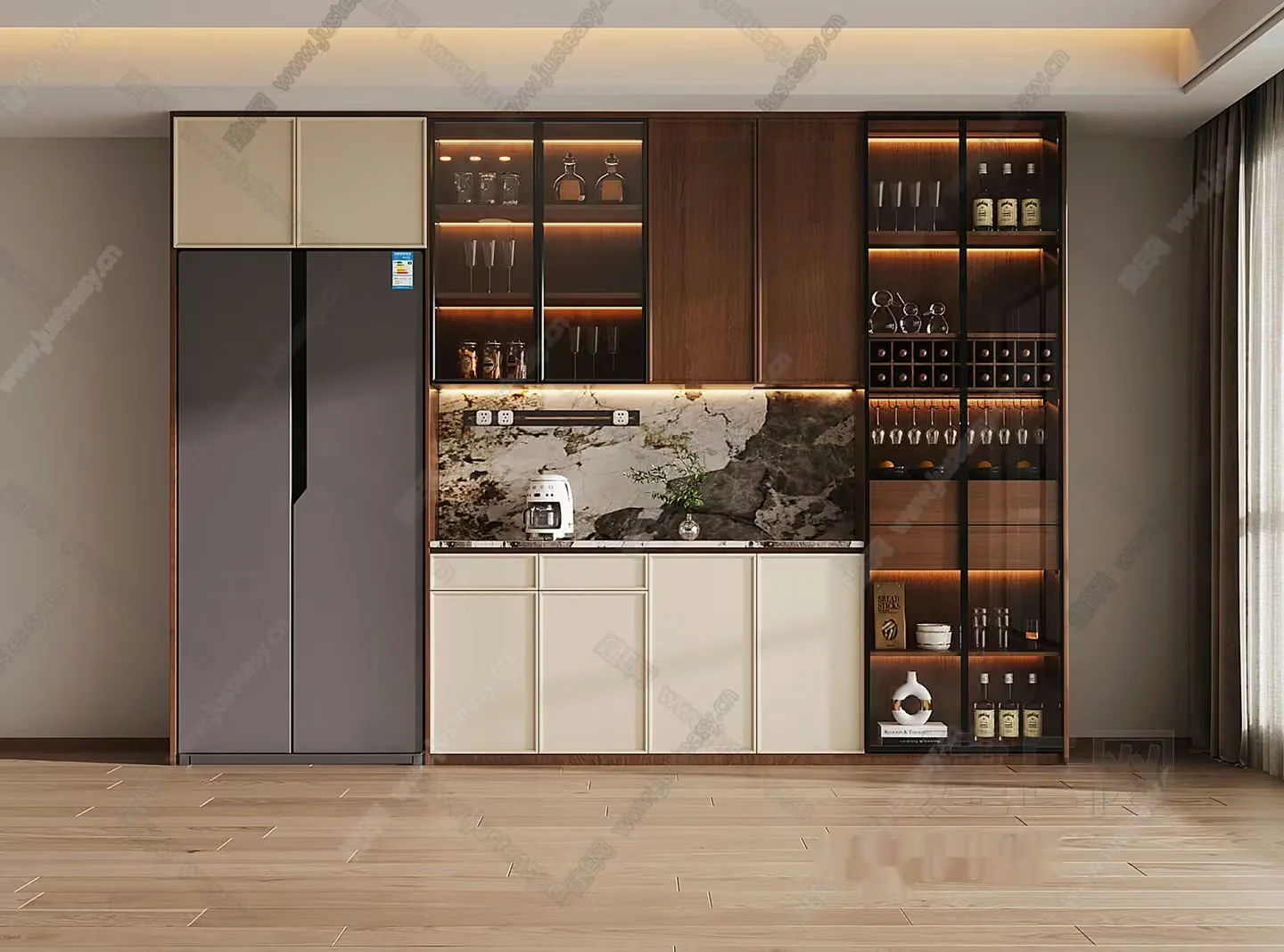 Modern Kitchen Cabinets 3D Model – 15380 – VRAY Render