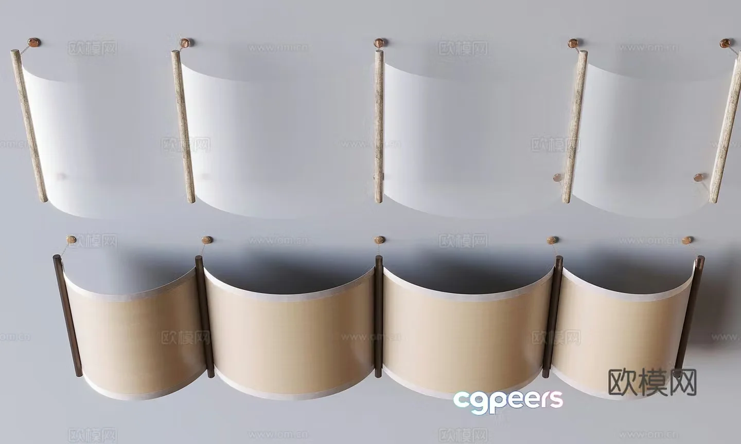 Suspended hanging curtain ceiling gauze curtain 3d model
