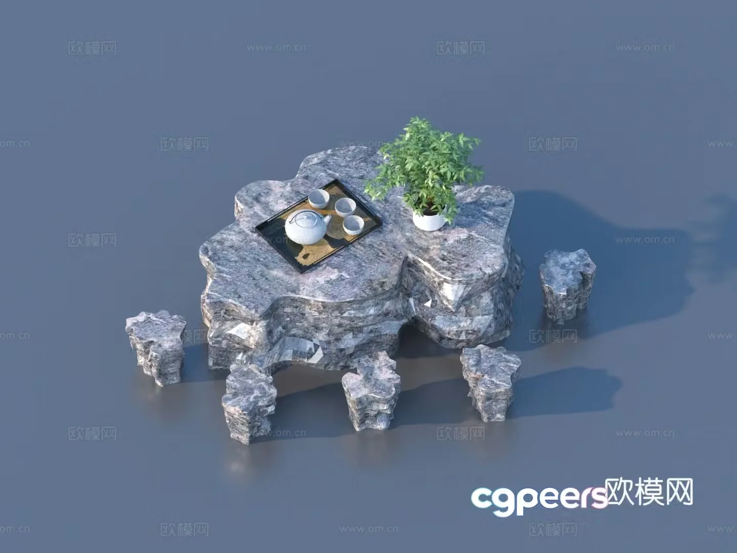 Stone table furniture sketch 3d model