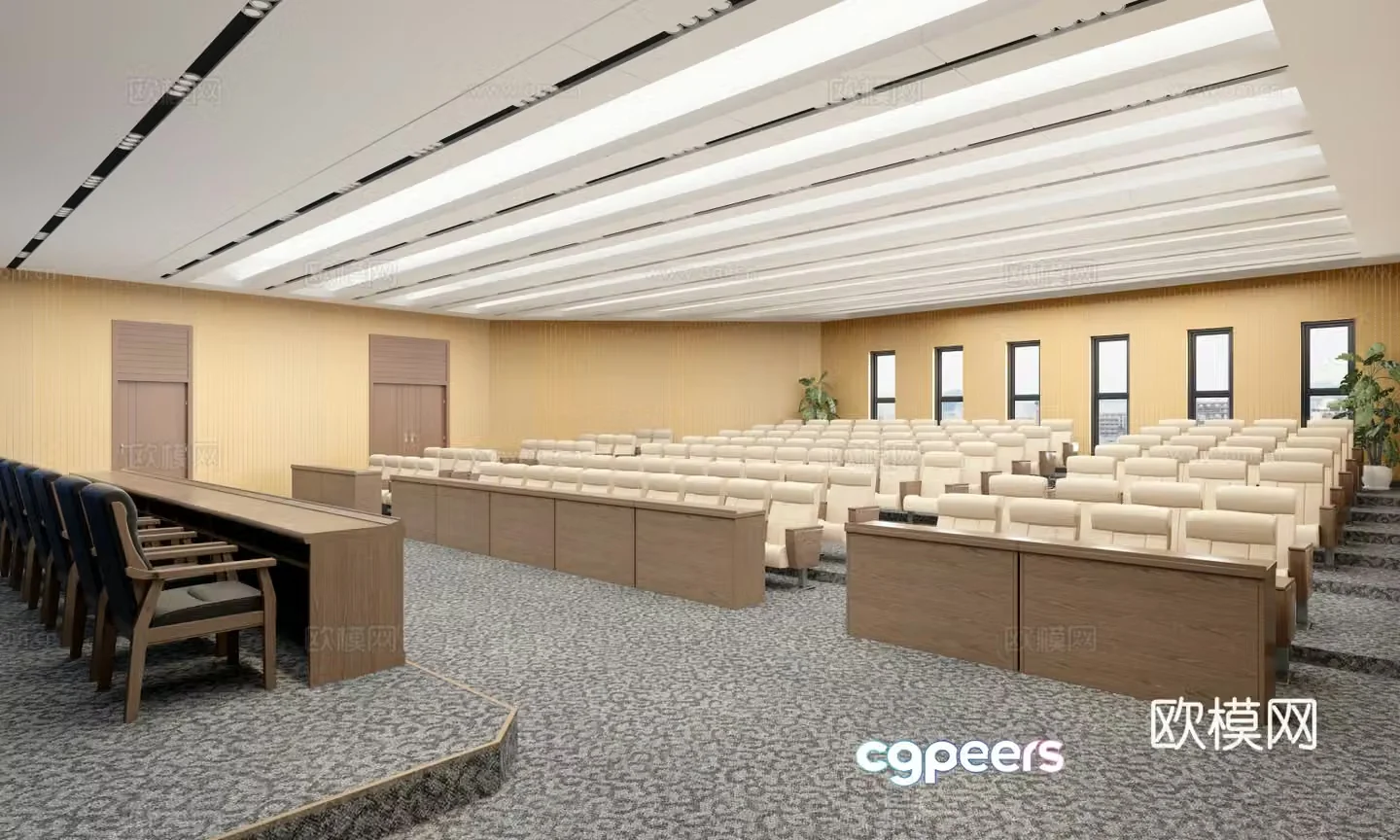 Modern staircase multi-functional lecture hall 3D model
